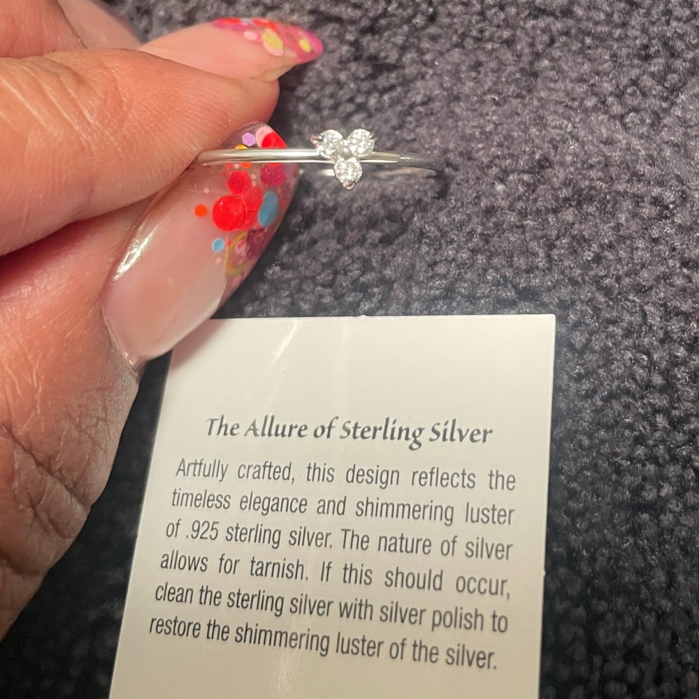 Sterling Silver Dainty CZ Cluster Ring.